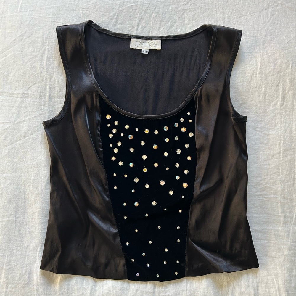 Cache Vintage 90s Satin Velvet Bustier Top